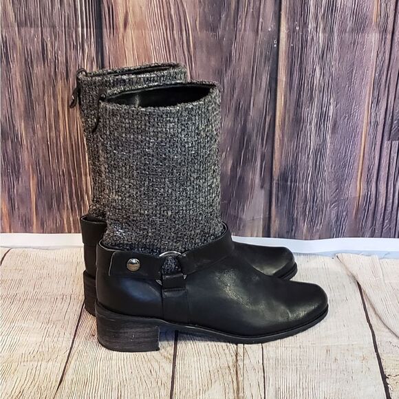 Stuart Weitzman Moto Harness Mid-Calf Tweed Boots - Picture 2 of 14